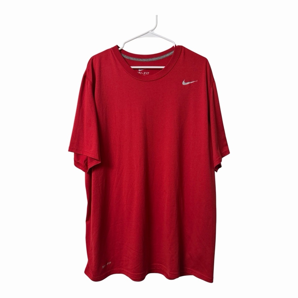 Nike Dri Fit Men's XXL Red Athletic Performance Short Sleeve Shirt